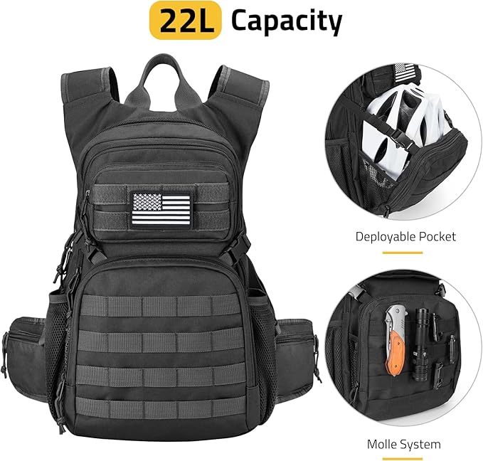 CVLIFE Tactical Hydration Pack 3L - Lightweight Water Bag With Bladder for Men Women, Heavy Duty Molle Backpack for Hiking, Cycling, Running, Hunting