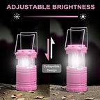 2-Pack LED Pink Camping Lanterns, Portable Camping Lights, Outdoor Handled Lamps, Essential Emergency Lights for Power Outages, Hiking, Hurricane