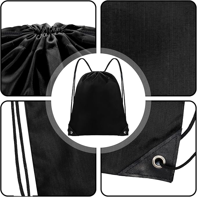 Grneric Drawstring Bags Bulk 14 Pcs Drawstring Backpack Bulk Cinch Bag Sackpack for Men Women Gym (Black)