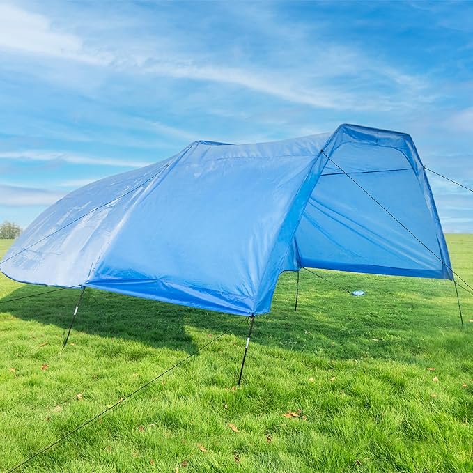 Beach Shade 200 Sq. Ft Beach Canopy for 4-8 People, Portable Sun Shelter with UV Protection, Lightweight & Easy Setup for Family Outdoor Activities (Blue)