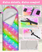 Kids Sleeping Bag for Kids Girls, 3 Season Warm Cool Weather Waterproof Lightweight Camping Sleeping Bag with Carry Bag for Indoor Outdoor Camping Hiking Traveling