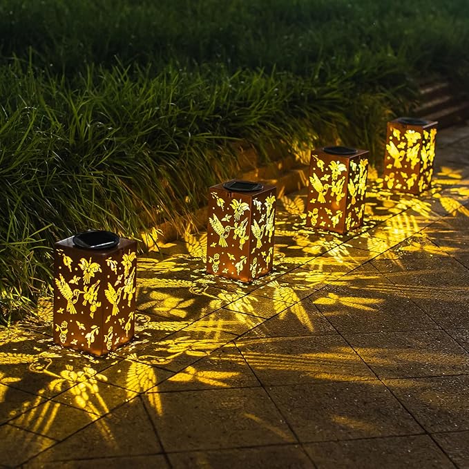 2pack Hummingbird Solar Lanterns Outdoor Waterproof Hanging Solar Lights Metal Decor Lantern Gifts for Mom Women Grandma LED Light Christmas Decorative for Garden,Patio,Yard,Lawn,Front,Porch