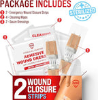 Emergency Wound Closure Strips - 2pk - Laceration Closure Kit - Stitchless & Easy to Use - Butterfly Bandages
