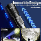 Rechargeable LED Flashlight 2 Pack,90000 High Lumens Tactical Flashlights with 7 Modes,Waterproof Zoomable Handheld Flash Light with COB Work Light for Emergencies,Camping,Home