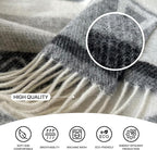 New Zealand Virgin Wool Throw Blanket, Indoor & Outdoor Blankets and Throws, Soft Blanket with Fringes, 55 x 79 in (140 x 200 cm), Beige Gray Blue