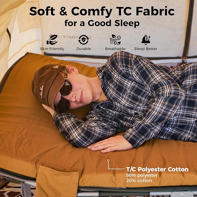 Kingcamp Comfort X 5 XXL Wide Perforated Memory Foam Cot Mattress, Portable Roll Up Camping Mattress Sleeping Pad, Twin Sleeping Mat with Roll Helper for Cot Mat Travel Tuck Tent Floor Guest Sleepover