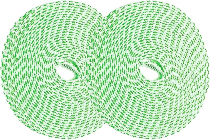 uxcell 2 Pcs Portable Travel Clothesline, 32.8ft Clothes Line Outdoors Travel Hanger Foldable Clothesline Rope with Hooks for Camping Hotel Backyard Home Cruise Ship, Green