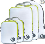 Cipway - 5 Set Compression Packing Cubes for Travel, Ultralight Packing Organizers for Luggage Suitcase & Backpack (White), L