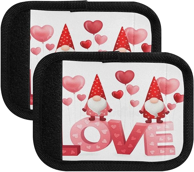 4 Pack Valentines Dwarf Luggage Handle Wrap, Detachable Luggage Tag, Neoprene Suitcase Wrap with Comfort Grip & Bright Identifier for Suitcase, Travel Bag, Sports Bag