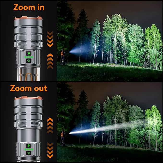 Camping Flashlights,90000 Lumens 5000mAh Super Bright High Lumens Rechargeable Flashlight with 11 Modes,Waterproof,Adjustable LED Multi-Flashlight for Car,Outdoor,Camping,Walking,Tactical