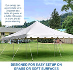Party Tents Direct 20’ x 20’ Weekender Canopy Pole Tent, Indoor and Outdoor Heavy Duty Easy Up, 80 Person Capacity Tent for Parties, Weddings, and Events, Commercial and Residential Use, PVC White Top