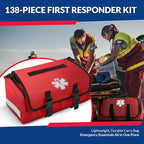 First Responder Trauma First Aid Kit Bag – Fully Stocked Emergency Medical Kit for Workplace, Vehicle & Home – OSHA & ANSI Compliant – Portable – Red