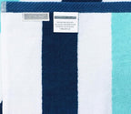 COTTON CRAFT Hooded Beach Towel - Oversized XXL 35x84 Towel with Hood for Adults - The Big Kahuna 7 Foot Beach Blanket Towel - Big & Tall Soft 100% Cotton Velour - Pool Bath Wrap - Cabana Stripe Blue