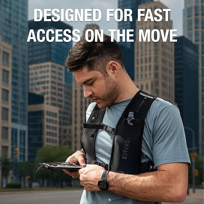 Running Vest for Women Men - Hydration Vest Water Bottle - Breathable Adjustable Backpack for Hiking Marathon - Waterproof Phone Pocket - Reflective Lights Up Rechargable Vest for Night Running