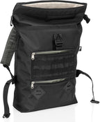 Xtreme Sight Line ~ AQUA RT~S Water-Proof Faraday Backpack ~ Sleek, Compact, Blocks RF and EMF ~ Stone ~ Dimensions: (roll-top closed): 17" tall by 13.5" wide by 4.5" deep