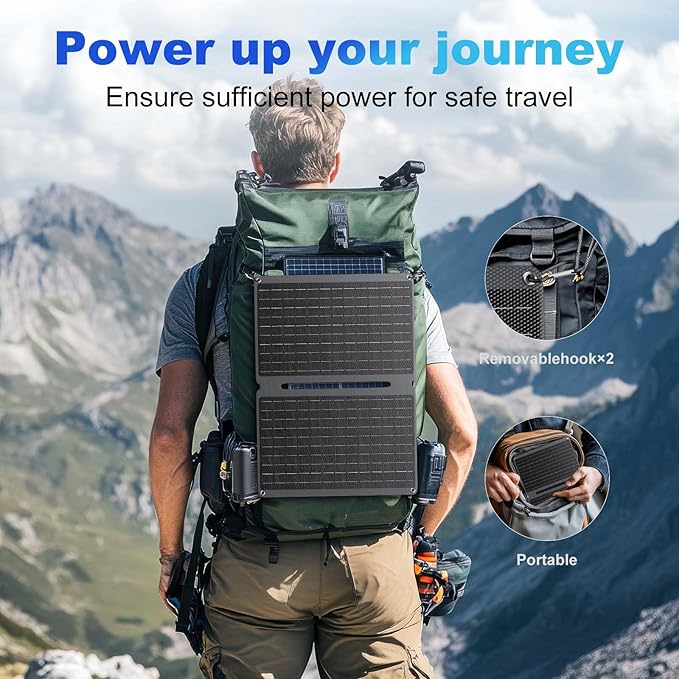 20W Portable Solar Panel with USB-C USB-A Outputs for Phone,Ipad,Power Bank,Small Fan,IP67 Waterproof Durable Solar Powered Battery,Mini Foldable Solar Panel for Camping Outdoor Backpacking