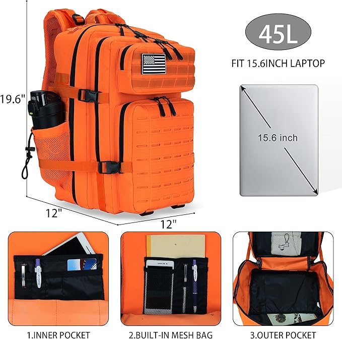Military Tactical Backpack 45L/25L 3 Day Assault Pack Molle Daypack Hiking Backpack for Men and Women