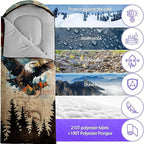 Sleeping Bags for Adults Youth Kids,3D Printing Camping Sleeping Bag for Girls Boys Lightweight Waterproof Cold/Warm Weather Sleeping Bag for 3 Seasons