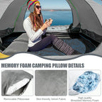 2 Pack Camping Pillow for Sleeping Shredded Memory Foam Travel Pillow with Storage Bag, Compressible Portable Pillow for Outdoor Camp Backpacking Hiking Essential Gear(Grey,Medium)