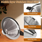 Coffee Pour Over 27.1oz 800ml High Borosilicate Glass Pour Over Coffee Maker Set Camping with Reusable 304 Stainless Steel Filter Hand Brew Carafe Drip Suitable for Electric Ceramic Stove