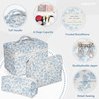 Makeup Bag,Quilted Cosmetic Bag,Large Floral Make Up Bag for Women,Cotton Makeup Bag Set,Flower Travel Toiletry Bag