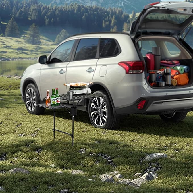 Nice C Tailgate Table, Car Desk, Tailgate Table, Car Camping, Camping Tables, Overlanding Gear, Vehicle Tables, Adjustable Height & Length, Lightweight
