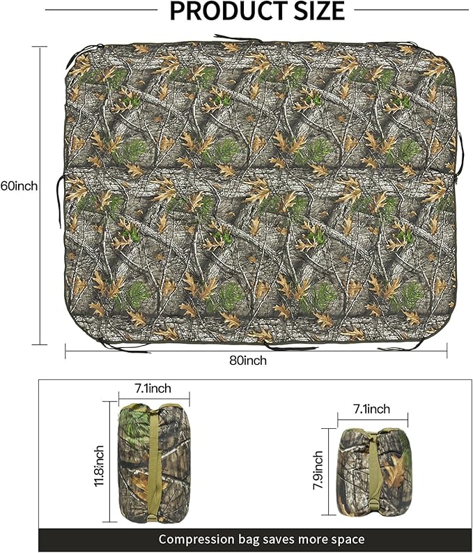 LOOGU Camo Blanket Waterproof Insulation Poncho Liner for Outdoor Camping, Hiking, Hunting, Survival, Backpacking, Picnicking