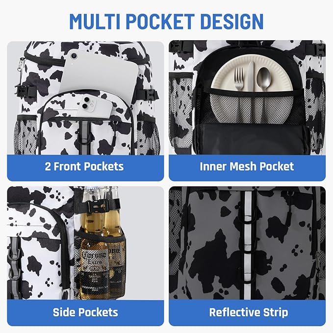 Cooler Backpack, Lightweight and Large Capacity Soft Backpack Cooler, Leak Proof Cooler Bag for Men Women