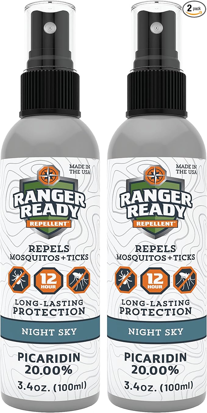 Ranger Ready Repellents Picaridin 20% Tick & Insect Repellent, Night Sky Scent Deet-Free Bug Spray, Travel Size 3.4 Oz. (Pack of 2)