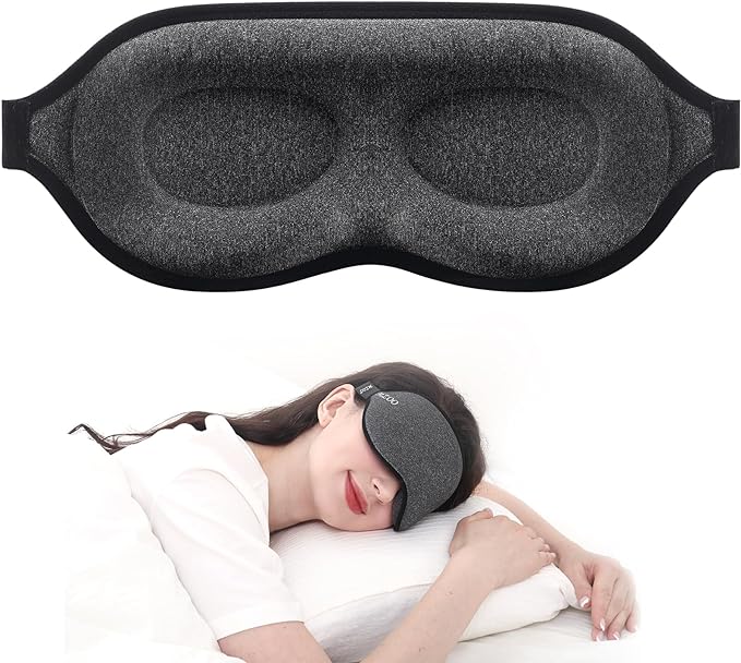 MZOO Luxury Sleep Mask for Back, Side Sleeper, Complete Light Blocking Sleeping Eye Mask Night Blindfold, 3D Zero Pressure & Spacious for Lash Extensions, Breathable Soft Eye Cover Flight Nap Travel