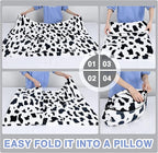 Solaris Travel Wearable Blanket with Sleeves, 2 in 1 Packable Airplane Pillow Blanket for Adult Women Men, Soft Cozy Warm Snuggy Body Blanket for Outdoor Indoor Home Lounge, Cow Print