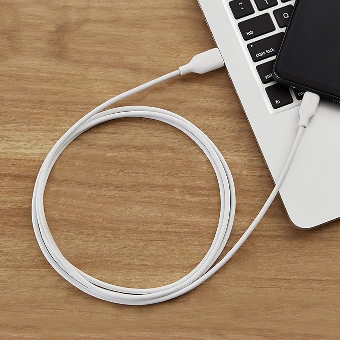 Amazon Basics USB-C to USB-A 2.0 Fast Charging Cable for Android Phones, 480Mbps Speed, USB-IF Certified, for Apple iPhone 16/15, iPad, Samsung Galaxy, Tablets, Laptops, 6 Foot, White