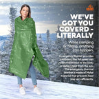 Emergency Blankets Mylar Thermal Blanket (4 Pack) of Space Blanket 82" x62''. Survival Blankets Heavy Duty Camping Gear, First Aid, Green