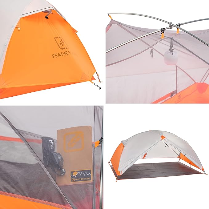 Featherstone Backpacking Tent Lightweight for 3-Season Outdoor Camping, Hiking, and Biking - Includes Footprint & Mesh Gear Loft - Freestanding Tents with Ultralight Fly-Footprint Capability