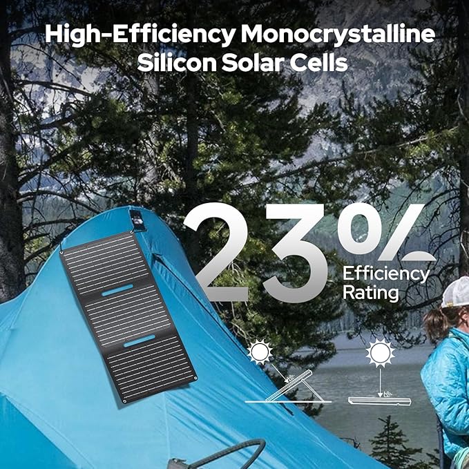 30W Solar Panel Charger YT30 Foldable Solar Panel IP65 Waterproof Solar Charger with QC3.0 USB & DC Output(10 Connectors) 24% High Efficiency for Outdoor Camping