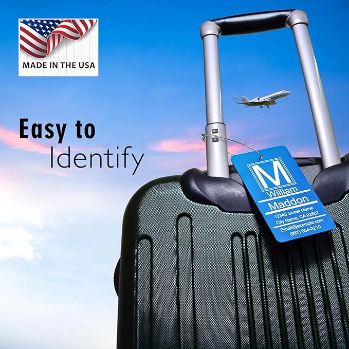 Luggage Tags for Suitcase - Green Personalized Engraved Metal Tag for Cruise Travel - Custom Name Tags Suitable for Bags and Backpacks