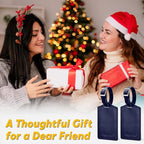 Travelambo Luggage Tags for Suitcases Faux Leather Privacy Protection 2 Pack Bag Tags Travel Accessories Essential, Deep Blue