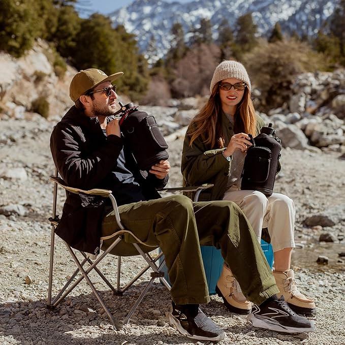 Insulated Water Bottle 128oz,Triple Wall Vacuum Stainless Steel(Dishwasher Safe),Leak Proof & Non-BPA,Flask Jug with Paracord Handle & Straw Spout Lids Sports Black