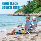 Lamberia Folding Beach Chair for Adults, Portable Low Beach Chairs with 300lbs Capacity, Lightweight Fodable Camping Chair for Travel, Picnic, Concert & Outdoor Activities, Blue-Pink