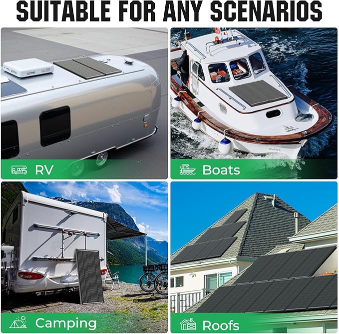 18BB 200W Solar Panel, 2Pcs N-Type 12V/24V 100 Watt Solar Panels, 25% High Efficiency Monocrystalline Solar Module, for RV, Boat, Marine, Trailer, Farm, Rooftop and Home Off-Grid System