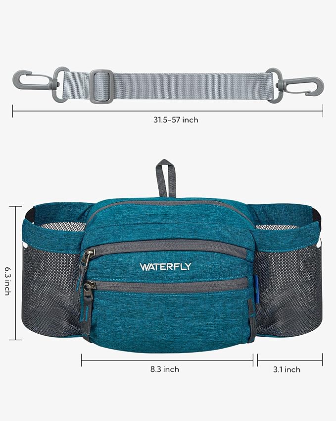 WATERFLY Fanny Pack Waist Bag: Waist Pack for Women Men with Two Water Bottle Holder Hiking Fanny Pack for Running Walking DogWalking Travel Cycling