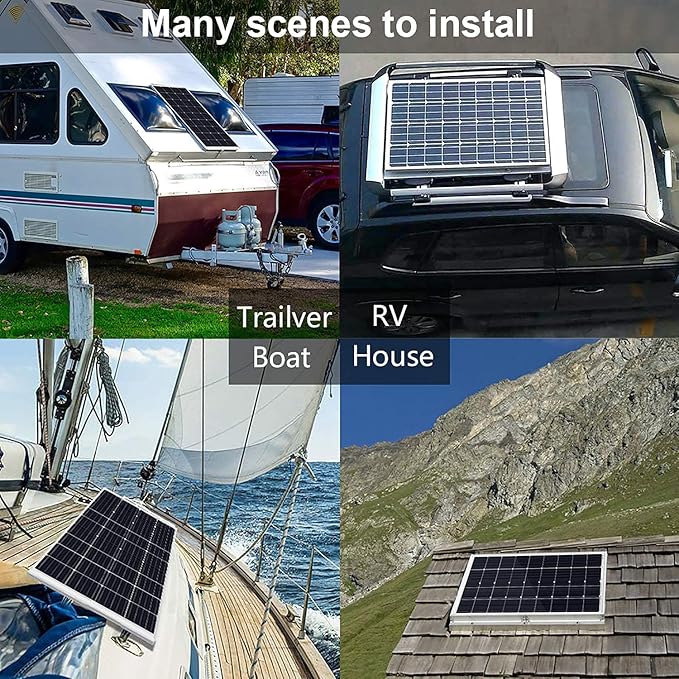 ECO-WORTHY 100 Watt 12 Volt Solar Panel Kit for RV Battery Boat Trailer Cabin Garden Shed Home: 100W Solar Panel+30A PWM Charge Controller+ Tray Cable + Z Mounting Brackets