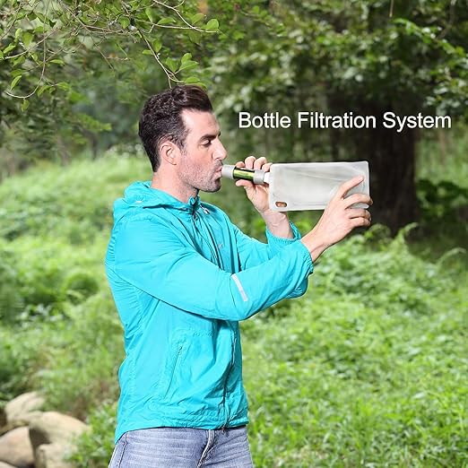 miniwell Gravity Water Filter Ultralight Multi-Purpose Hiking Accessories Optional Emergency kit TUV Certified Hurricane Storm Supplies (Water Filter with Bottles