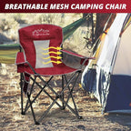 2PCS Mesh Folding Camping Chairs, Oversized Portable Outdoor Chairs, Weight Capacity 325 lbs with Cup Holder, Storage Pocket, Carry Bag Red
