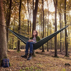 Grassman Camping Hammock Double & Single Portable Hammock with Tree Straps, Lightweight Nylon Parachute Hammocks Camping Accessories Gear for Indoor Outdoor Backpacking, Travel, Hiking, Beach