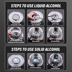 Camping Cookware Set, Portable Camping Stove With Pot Stainless Steel Alcohol Stove, No Electricity Required Adjustable Fire, for Camping Outdoor Kitchen Cooking Picnic for 1-4