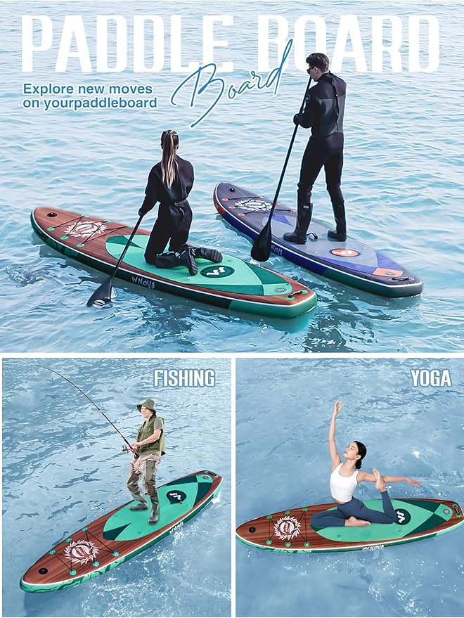 11'6"x35" Extra Wide Stand Up Paddle Board Inflatable for All Levels, 430LBS Capacity SUP Paddleboard with Complete Accessories, Double Acton Pump, Blow Up Paddle Board for Family