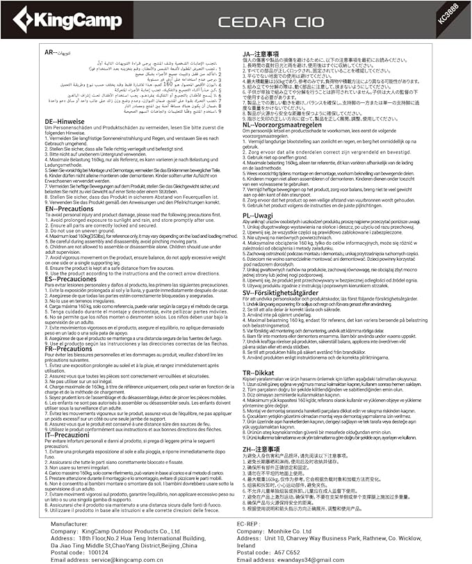 KingCamp Oversized Camping Folding Chair with Lumbar Support, Heavy Duty Ergonomic Padded Arm Chair with Cooler Bag, Cup Holder, Portable for Outdoor