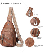 7L Sling Bag For Women Faux Leather Anti Theft Small Casual Daypack Backpack Fanny Pack Crossbody Chest Bags Purse Waterproof Brown