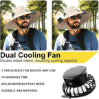 Outdoor Wide Brim Sun Hat with 2 Solar Fan for Men Women UPF50+ Outdoor Hiking Sun Protection Bucket Fishing&Cycling Hat
